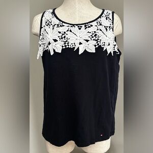 Tommy Hilfiger dark blue Tank Top with White Lace
